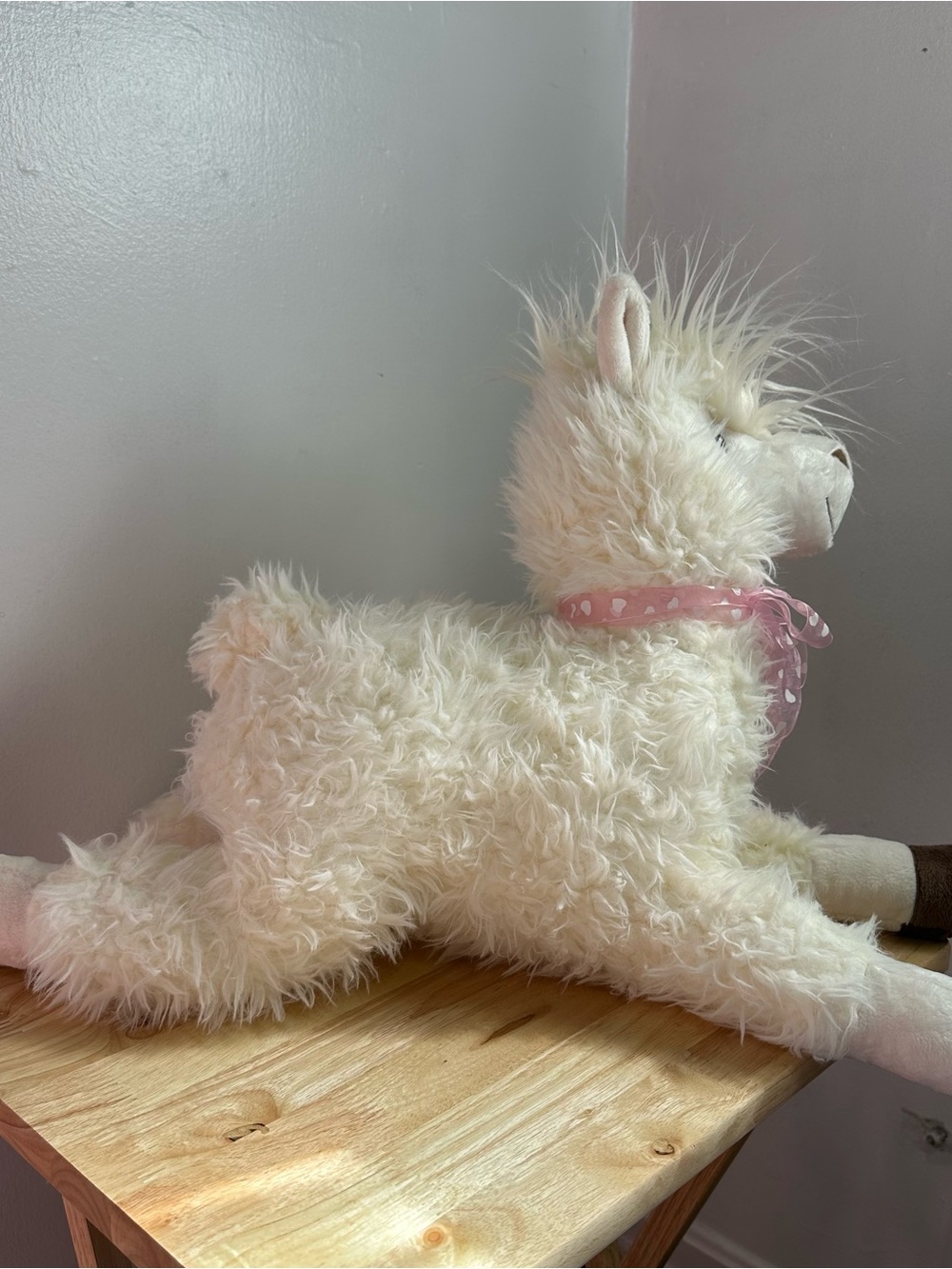 NEW with tags • Celebrate It Cream Plush Llama with Pink Polka Dot Bow - Picture 16 of 16